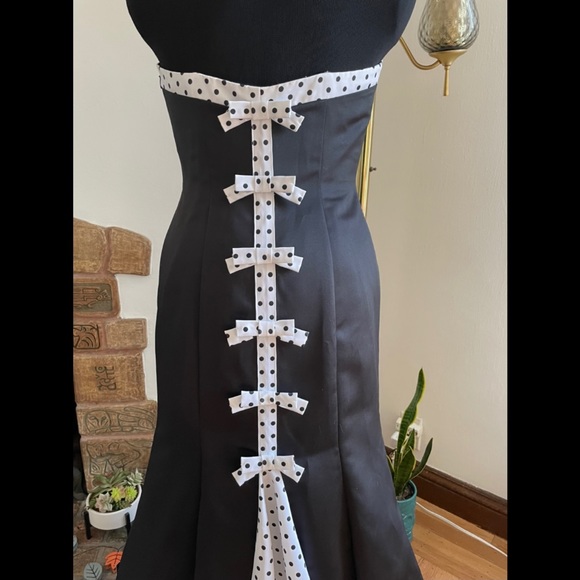 HOLD FOR CITRUS - Black strapless ballgown with polkadot accents PROM DRESS - Picture 5 of 16